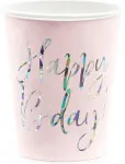 PartyDeco , papist tops 220 ml, 6 tk, Happy Birthday