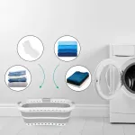 Beldray LA072979PGRYFEU7 Collapsible Hip Hugger Laundry Basket 37L, White/Grey