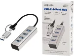Logilink USB 3.1 Hub, 4-port, USB-A+C, aluminum, grey