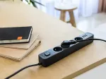 Tracer Power Line+ mobile ready surge protector power strip 1.5m (4 sockets + 3x USB A, 5V 2.4A)