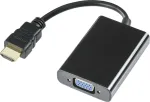 DELTACO HDMI kuni VGA-adapter, 19-pin ha - 15-pin+3,5mm, 0,2m, svart