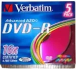 Toorikud VERBATIM DVD-R 16x 4.7GB 5P Slim Colour 43557