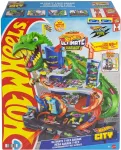 Mattel Hot Wheels City Ultimate T-Rex Garage with 2 Toy Cars & Storage for 50+, Race & Stunt, Dino Nemesis