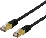 Deltaco S/FTP Cat6a patch kaabel, delta sert, LSZH, 2m, must