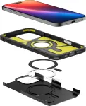 Spigen Kaitse&uuml;mbris Tough Armor T (MagFit + Camera Control), Apple iPhone 16 Pro Max, must, tugijalaga, MagSafe, kaamera nupuga,
