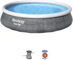 Bestway Fast Set 57376 above ground pool Inflatable pool Round 7340 L Grey