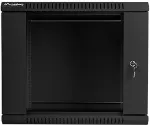 LANBERG wall-mounted installation rack cabinet 19" 9U 600x600mm black (glass door)