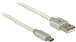 Delock Kabel USB 2.0 A Stecker > USB 2.0 Micro B Stecker mit Textilummantelung weis 2m