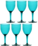 Rose&Tulipani FIABA Set of 6 Acrylic Wine Glasses 400 ml, Turquoise