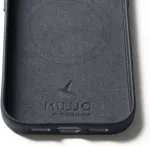 MUJJO Kaitse&uuml;mbris Apple iPhone 17 Pro, sinakashall, naturaalsest nahast, MagSafe &uuml;hilduv,