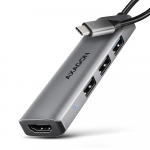 I O HUB USB-C 4IN1 0.15M HMC-H3A AXAGON