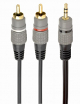 CABLE AUDIO 3.5MM TO 2RCA 2.5M GOLD GEMBIRD