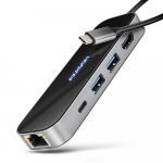 I O HUB USB-C 6IN1 GLASS 0.2M HMC-6GLN AXAGON