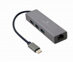I O ADAPTER USB-C TO LAN RJ45 USB HUB A-CMU3-LAN-01 GEMBIRD