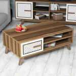 Kohvilaud Kalune Design Ayla, valge v./p&auml;hklipuu v., 105 cm x 60 cm x 38.2 cm