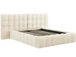 Voodi kahekohaline Micadoni Home Mamaia Velvet Double Headboard, 160 x 200 cm, hele pruun v., ilma madratsita, p&otilde;hjalippidega