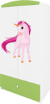 Laste riidekapp Kocot Kids Babydreams Unicorn, valge v./roheline v., 90 cm x 52 cm x 175.5 cm