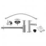 Valamusegisti su sifonu ir santechninėmis jungtimis, kroomi v.