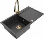 K&ouml;&ouml;givalamu koos kraaniga Mexen Leo, vaik/graniit, 90 cm x 50 cm x 19 cm, valge/must