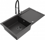 K&ouml;&ouml;givalamu koos kraaniga Mexen Leo, vaik/graniit, 90 cm x 50 cm x 19 cm, valge/must