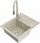 K&ouml;&ouml;givalamu koos kraaniga Mexen Enzo Savita, graniit, 57.6 cm x 46.5 cm x 17.4 cm, kroomi/beež