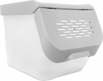 Kaanega hoiukarp, toidule/sibulate jaoks/kartulite jaoks Practic Click, 10 l, valge/hall, 29 x 19 x 20 cm