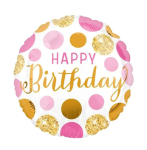 Fooliumist &otilde;hupall &uuml;mmargune Anagram Happy Birthday, kuldne v./roosa v.