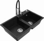 K&ouml;&ouml;givalamu koos kraaniga Mexen Tomas, graniit, 80 cm x 50 cm x 19 cm, must/kroom