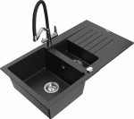 K&ouml;&ouml;givalamu koos kraaniga Mexen Matias Duo, graniit, 90 cm x 50.5 cm x 20 cm, metallic black/silver