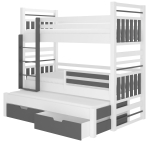 Lastevoodi ADRK Hippo, valge v./hall v., 90 x 200 cm, madratsiga