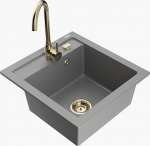 K&ouml;&ouml;givalamu koos kraaniga Mexen Vito Grey+Gold, graniit, 49 cm x 52 cm x 21 cm, kuldne/hall