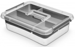 Kaanega hoiukarp, toidule/t&ouml;&ouml;riistadele/m&auml;nguasjade jaoks, koos siset&uuml;kiga Orplast Antibacterial, 8.5 l, l&auml;bipaistev v./hall v., 39 x 29 x 11 cm
