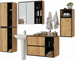 Vannitoa m&ouml;&ouml;bli komplekt Akord Furniture Factory Vami, tamm v./must v./pruun v., 30 cm x 50 cm x 170 cm
