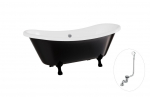 Vann, teisaldatav Besco Amelia B&W, 190 cm x 77 cm x 69 cm, ovaalne, valge/must