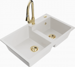 K&ouml;&ouml;givalamu koos kraaniga Mexen Tomas, graniit, 80 cm x 50 cm x 19 cm, kuldne/valge