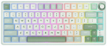 Juhtmevaba m&auml;nguklaviatuur Royal Kludge R75 Brown switch, Inglise (US), valge v./roheline v.
