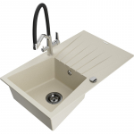 K&ouml;&ouml;givalamu koos kraaniga Mexen Cesar, graniit, 77.5 cm x 47 cm x 19 cm, beige+black/chrome v.