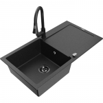 K&ouml;&ouml;givalamu koos kraaniga Mexen Leo, graniit, 90 cm x 50 cm x 19 cm, metallic black/silver+black