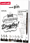 Marker Uni-Ball Pin Lettering, &uuml;hepoolsed, must v./hall v., 8 tk