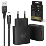 Telefoni laadija Extralink Smart Life CAB-CHAR-SET01, USB Type C/USB Type A, must v., 12 W