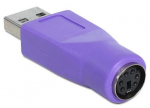 Adapter Delock PS/2, USB A male, violetne v.