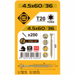 Puidukruvi, keeratavad puu sisse Forte Tools, 4.5 x 60 mm, kollane, 200 tk