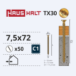 Kruvi raamidele Haushalt, 7.5x72 mm, 50 tk