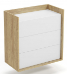 Kummut Mobius 3S, tamm v./valge v., 83 cm x 41 cm x 78 cm