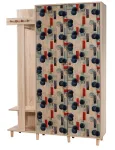 Esiku riidekapp Kalune Design Garmanto 135-520, punane v./mitmev&auml;rviline, 36 cm x 135 cm x 194 cm