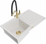 K&ouml;&ouml;givalamu koos kraaniga Mexen Cesar Duo, graniit, 77.5 cm x 47 cm x 20 cm, kuldne v./valge v./must v.