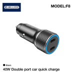 Auto laadija Jellico F8, 2 x USB Type-C, must v., 40 W