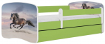 Lastevoodi Kocot Kids Galloping Horse, valge v./roheline v., 70 x 140 cm, ilma voodipesukastita, ilma madratsita