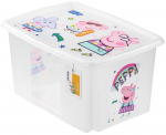 Kaanega hoiukarp, m&auml;nguasjade jaoks Keeeper Karolina "Peppa Pig", 45 l, l&auml;bipaistev, 55.5 x 40 x 30 cm