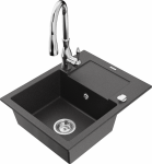 K&ouml;&ouml;givalamu koos kraaniga Mexen Enzo Black granite+Chrome, graniit, 57 cm x 46 cm x 17.4 cm, black granite+chrome